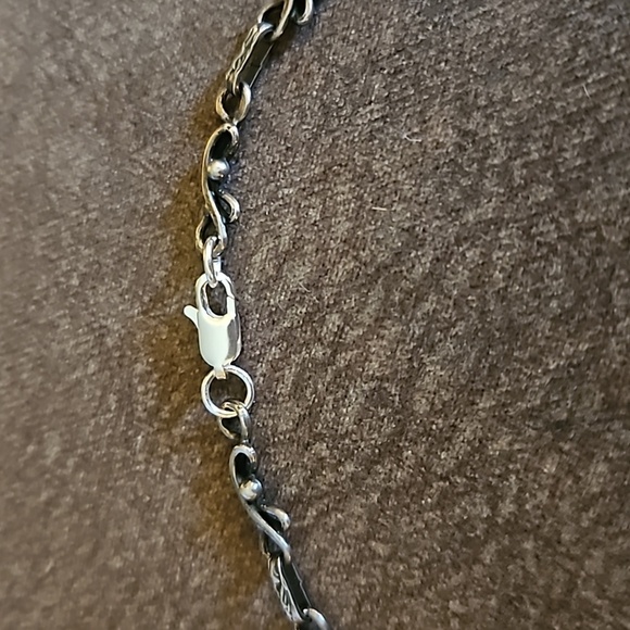 VTG Sterling Silver Red Gemstone Teardrop Colonial Goth Chain Necklace - Picture 8 of 8